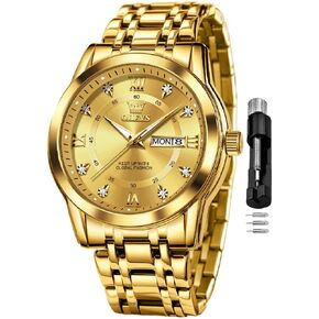 OLEVS Watch for Men Classic Business Dress Analog Quartz Stainless Steel Waterproof Luminous Date Diamond Men Silver Watch