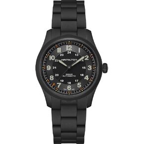Hamilton Watch Khaki Field Titanium Auto | Swiss Made | 38mm Titanium Case | Black Dial Analog Watch | Black PVD Titanium Bracelet (Model: H70215130)