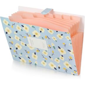 Expanding File Folders Letter-Size - Floral Printed File Pockets with 8 Pockets