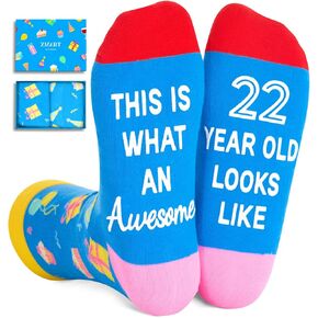 Zmart 22nd Birthday Gifts Ideas Socks - Gifts for 22 Year Old Man Woman, 22 Year Old Birthday Gifts Socks for Her Him