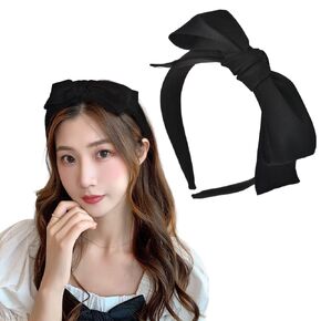 Black Bowknot Headband with Knotted Bows - Big Hair Accessory for Women and Girls