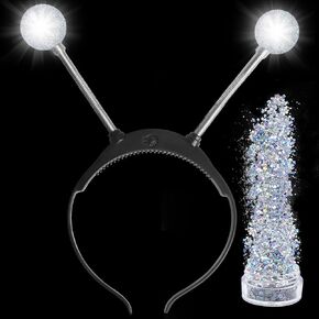 Light Up Alien Headband - Halloween Alien Headband Martian Headband Led Headband Martian Antenna Ball with Face Glitter