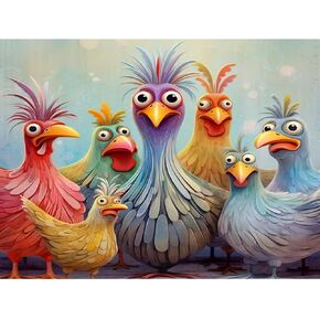 BOHADIY Chicken Diamond Art Kits for Adults, Round Full Drill Diamond Painting Kits for Beginners Gem Art Painting Kits, DIY 5D Diamond Dots Painting with Diamond Arts and Crafts Wall Decor 12x16inch