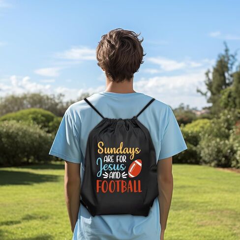 حقيبة ظهر برباط يوم الأحد من أجل يسوع وكرة القدم للرجال والنساء، حقيبة رياضية مقاومة للماء لمحبي كرة القدم لمحبي كرة القدم، هدايا مضحكة لعيد الميلاد وعيد الميلاد وحقيبة الصالة الرياضية in Kuwait