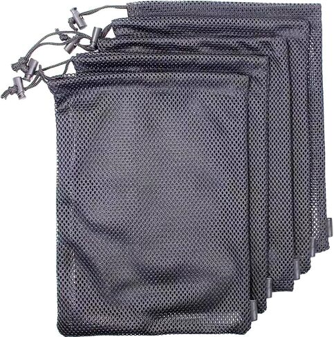 5 Pcs Black Mesh Bags Nylon Drawstring Bags Small Travel Stuff Sacks Mesh Storage Ditty Bags Small Net Gym Bag with Cord Lock Closure in Saudi Arabia