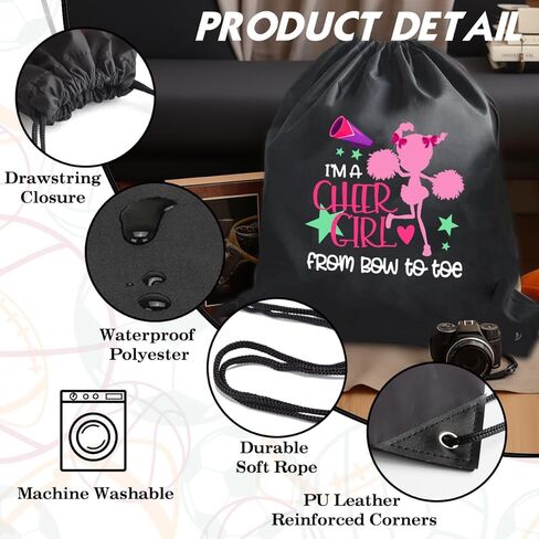 أنا فتاة مبهجة من القوس إلى أخمص القدمين حقيبة ظهر برباط للنساء، حقيبة رياضية مقاومة للماء لمحبي البهجة، هدايا عيد الميلاد المضحكة لعيد الميلاد لقائد البهجة in Kuwait