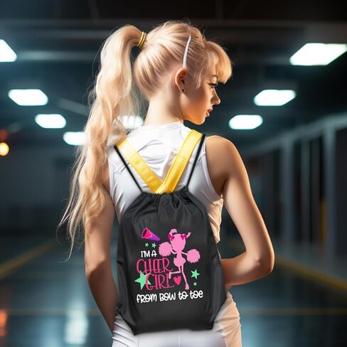 أنا فتاة مبهجة من القوس إلى أخمص القدمين حقيبة ظهر برباط للنساء، حقيبة رياضية مقاومة للماء لمحبي البهجة، هدايا عيد الميلاد المضحكة لعيد الميلاد لقائد البهجة in Kuwait