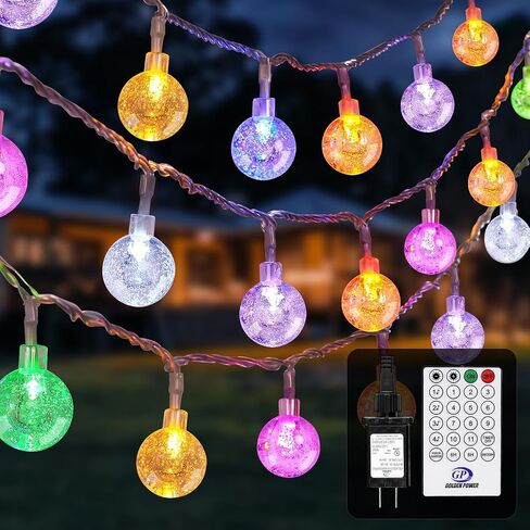 Patio Lights Outdoor Lights, 39FT Indoor/Outdoor String Lights with 68 LEDs, Voice-Activated Crystal Globe Lights with Remote Control, Support 16 Kinds of Color-Changing Modes in Kuwait