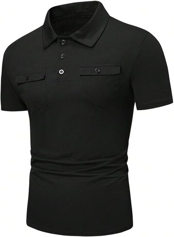 SweatyRocks Men's Golf Shirts Collared Button Front Tennis Shirt Short Sleeve Work T-Shirt in Saudi Arabia