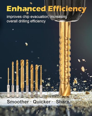 AOKLIT 6 Pack Titanium Coated HSS Twist Drill Bit, 3-8mm Hex Shank Serrated Cutting Drill Bit Woodworking Tools for Wood Metal Plastic Hole in Saudi Arabia