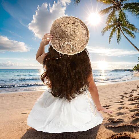 قبعات الشاطئ المصنوعة من القش، قبعات الشمس النسائية للسفر، قبعات الشاطئ الصيفية للنساء كاكي قابلة للطي in Kuwait