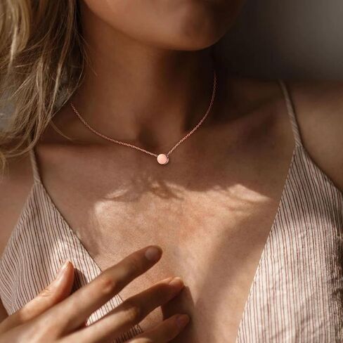 BriLove Gifts for Mom Women's 925 Sterling Silver Dainty Tiny Dot Necklace Round Circle Pendant Choker Necklacefor Mothers Day/Valentines Day/Birthday/Christmas/Anniversary in Saudi Arabia
