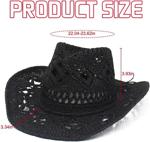 Wide Brim Straw Hat Men & Women's Summer Cowboy Cowgirl Straw Hat Shapeable Hollow Out Woven Roll Up Beach Sun Hat in Kuwait
