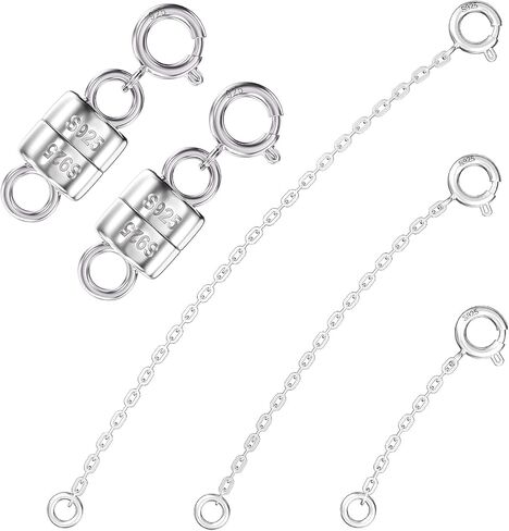 925 Sterling Silver Necklace Extender and Magnetic Clasps for Necklaces,Bracelet Extender Jewelry Extension with Magnetic Necklace Clasps and Closures in Saudi Arabia