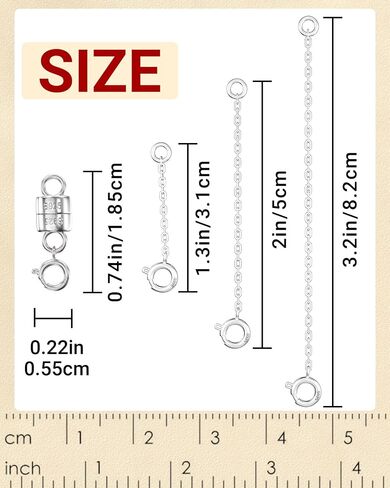 925 Sterling Silver Necklace Extender and Magnetic Clasps for Necklaces,Bracelet Extender Jewelry Extension with Magnetic Necklace Clasps and Closures in Saudi Arabia