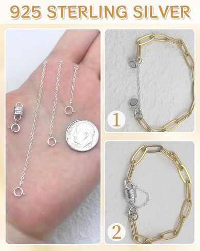 925 Sterling Silver Necklace Extender and Magnetic Clasps for Necklaces,Bracelet Extender Jewelry Extension with Magnetic Necklace Clasps and Closures in Saudi Arabia