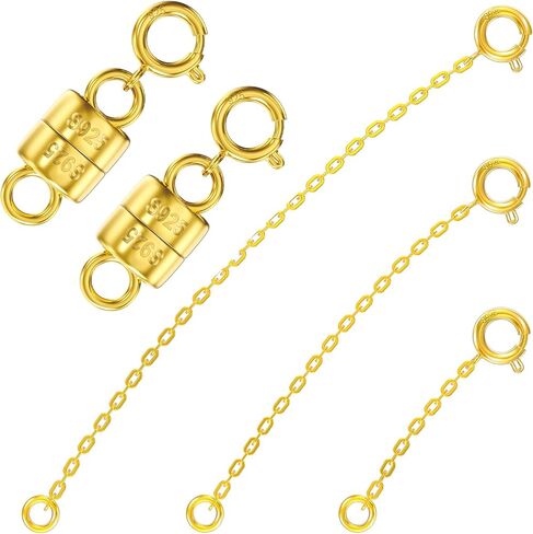 925 Sterling Silver Necklace Extender and Magnetic Clasps for Necklaces,Bracelet Extender Jewelry Extension with Magnetic Necklace Clasps and Closures in Saudi Arabia