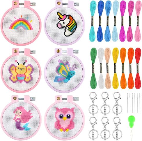 Lxmsja Butterfly 14CT Mini Stamped Cross Stitch Kits for Beginners(6 Sets) in Saudi Arabia