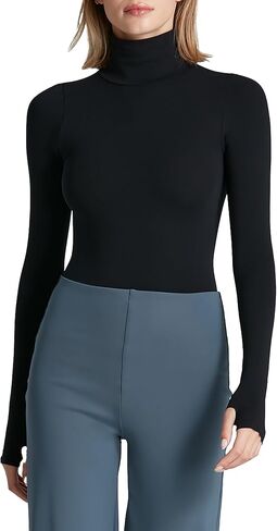 كوماندو المرأة الباليه الجسم الياقة المدورة كم طويل أعلى أسود in Kuwait