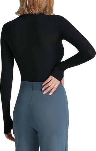 كوماندو المرأة الباليه الجسم الياقة المدورة كم طويل أعلى أسود in Kuwait