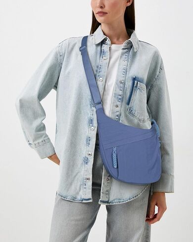 Lushandy Nylon Crescent Crossbody Bag for Women Luna Bag Dumpling Bag Moon Shoulder Bag Lightweight Sling Bag Casual Hobo Bag in Saudi Arabia