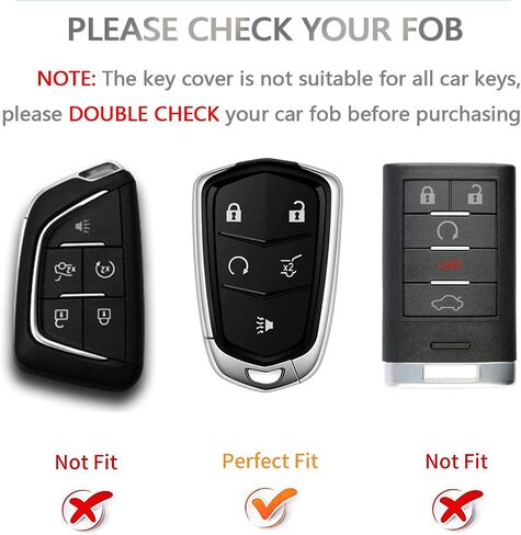 OFFCURVE for Cadillac Key Fob Cover, Key Fob Case Shell for 2015-2019 Cadillac Escalade CTS XTS ATS STS XT4 XT5 CT6 SRX Premium Soft TPU Smart Key Holder Car Accessories, Black in Kuwait