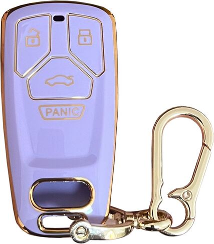 حافظة مفاتيح السيارة من مادة TPU لغطاء مفتاح Audi Key Fob مناسب لـ 4 أزرار Audi 2017-up A4 A5 Q7 TT Smart Key Fob Shell (أرجواني) in Saudi Arabia