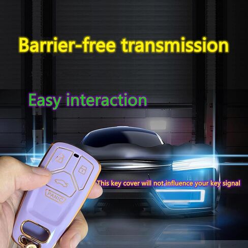 حافظة مفاتيح السيارة من مادة TPU لغطاء مفتاح Audi Key Fob مناسب لـ 4 أزرار Audi 2017-up A4 A5 Q7 TT Smart Key Fob Shell (أرجواني) in Saudi Arabia