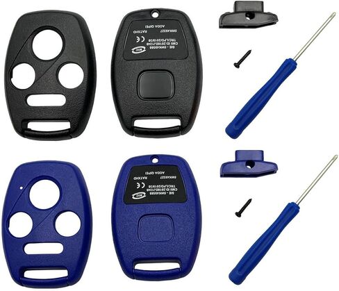 Replacement Key Fob Shell Case Fits for Honda Accord Civic EX Pilot Keyless Entry Remote Control Key Cover (4 Buttons Black+Blue) in Kuwait