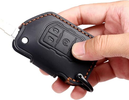EASYANT Genuine Leather Car Key Fob Cover Compatible with Jeep 2018-2024 Gladiator Wrangler Sahara Rubicon 4 Buttons Black in Saudi Arabia