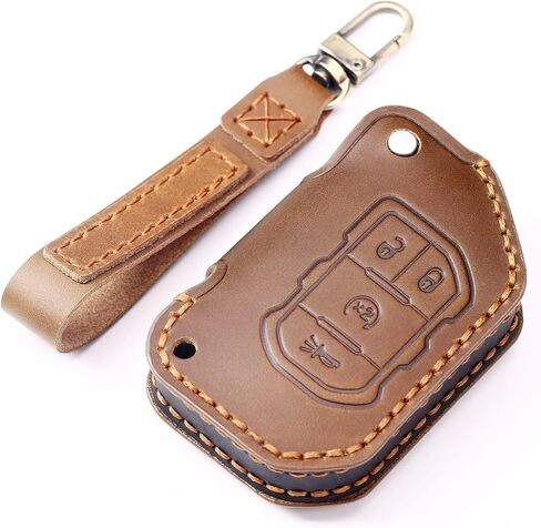 EASYANT Genuine Leather Car Key Fob Cover Compatible with Jeep 2018-2024 Gladiator Wrangler Sahara Rubicon 4 Buttons Black in Saudi Arabia