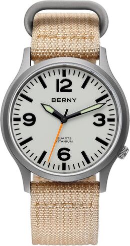 BERNY Titanium Watch for Men Japanese Sweep Second Quartz Movement VH31 5ATM Waterproof Analog Quartz Watch Super Luminous Sapphire Glass in Saudi Arabia
