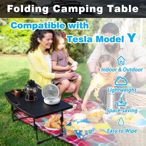 Camping Table Tray for Tesla Model Y Trunk Folding Table Picnic Table Rear Trunk Cargo Area Lower Compartment Foldable Table for Tesla Model Y Accessories (Black) in Saudi Arabia