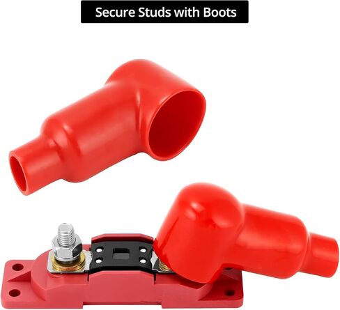 QWORK 250 Amp Fuse Holder Kit with 250 Amp Fuse & Cable Boot Covers – 5/16" Studs for Up to 2/0 Gauge Wire, Includes Convenient Mounting Holes – for Marine Automotive Battery Fuse Towing Safety in Saudi Arabia