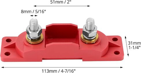 QWORK 250 Amp Fuse Holder Kit with 250 Amp Fuse & Cable Boot Covers – 5/16" Studs for Up to 2/0 Gauge Wire, Includes Convenient Mounting Holes – for Marine Automotive Battery Fuse Towing Safety in Saudi Arabia