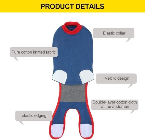 Vanansa Dog Surgical Suit, Dog Surgery Recovery Suit After Surgery Operation, Dog Onsie to Alternative E-Collar After Surgery Wear Dog Medical Clot(Darkgrey-M) in Kuwait