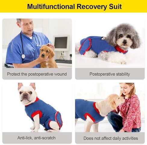 Vanansa Dog Surgical Suit, Dog Surgery Recovery Suit After Surgery Operation, Dog Onsie to Alternative E-Collar After Surgery Wear Dog Medical Clot(Darkgrey-M) in Kuwait