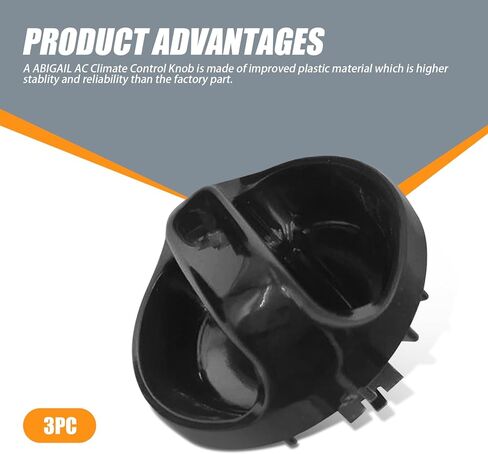 UGSHY 3 قطع مقبض التحكم في تكييف الهواء للسيارات، مادة ABS مقبض التحكم في مروحة سخان التيار المتردد، استبدال السيارة OEM رقم 55905-0C010، متوافق مع Toyota، Tundra (أسود) in Kuwait