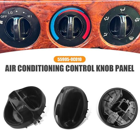 UGSHY 3 قطع مقبض التحكم في تكييف الهواء للسيارات، مادة ABS مقبض التحكم في مروحة سخان التيار المتردد، استبدال السيارة OEM رقم 55905-0C010، متوافق مع Toyota، Tundra (أسود) in Kuwait