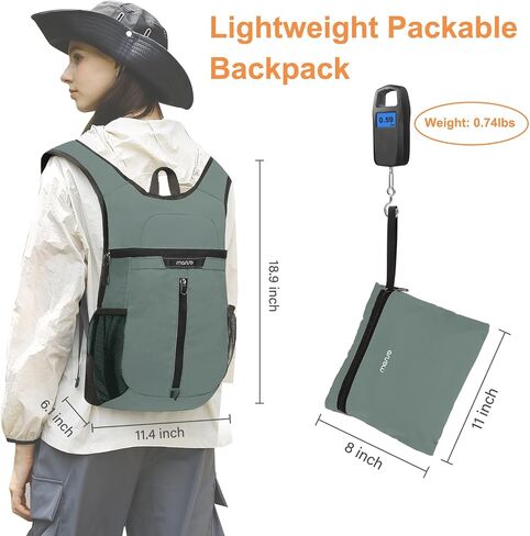 MOSISO 10L Lightweight Hiking Daypack Small Packable Hiking Backpack for Men Women, Casual Foldable Day Pack Shoulder Bag with Front Vertical Pocket for Travel Camping Outdoor, Black in Kuwait