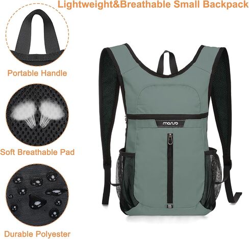 MOSISO 10L Lightweight Hiking Daypack Small Packable Hiking Backpack for Men Women, Casual Foldable Day Pack Shoulder Bag with Front Vertical Pocket for Travel Camping Outdoor, Black in Kuwait