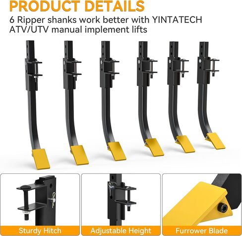 YINTATECH ATV/UTV Plow Implement with 6 Independently Adjustable Scarifier Chisels, Works Better with YINTATECH Manual Implement Lift in Saudi Arabia