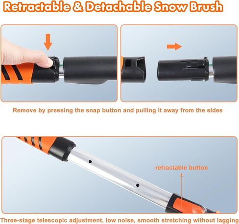 Eazy2hD 61.4" Bendable Snow Brush Ice Scrapers for Car Windshield with Squeegee & Foam Grip, Extendable Aluminum Handle, 180° Pivoting Snow Removal Tool Car Brush for Outdoor Car, Truck, SUV in Saudi Arabia