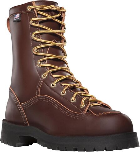 حذاء عمل مقاوم للماء مقاس 8 بوصات من Danner Rain Forest للرجال - جلد محبب بالكامل مع نسيج Gore-Tex جيد التهوية، ووسادة قدم مريحة ونعل خارجي بكعب مطاطي، مصنف EH in Saudi Arabia