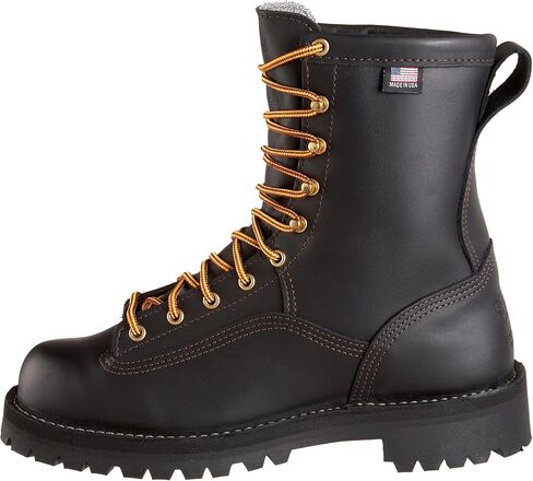 حذاء عمل مقاوم للماء مقاس 8 بوصات من Danner Rain Forest للرجال - جلد محبب بالكامل مع نسيج Gore-Tex جيد التهوية، ووسادة قدم مريحة ونعل خارجي بكعب مطاطي، مصنف EH in Kuwait