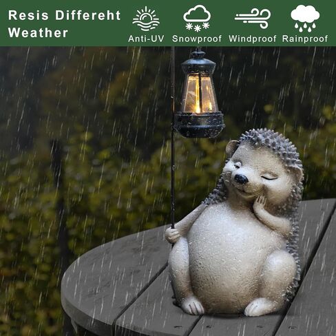 Hedgehog Statues for Garden,Solar Outdoor Cat Garden Sculptures,Garden Statues for Patio,Yard,Lawn,Gardening Gifts for Women and Mom in Saudi Arabia