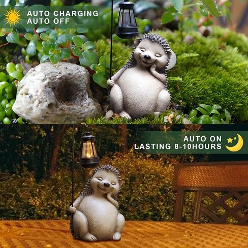 Hedgehog Statues for Garden,Solar Outdoor Cat Garden Sculptures,Garden Statues for Patio,Yard,Lawn,Gardening Gifts for Women and Mom in Saudi Arabia
