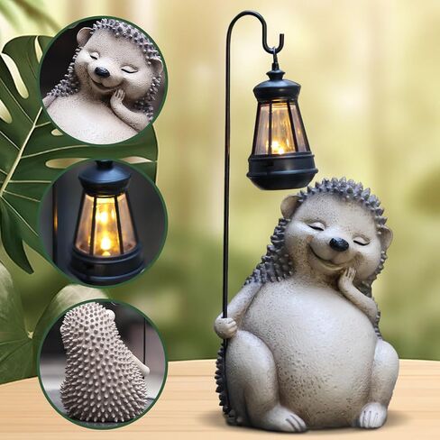 Hedgehog Statues for Garden,Solar Outdoor Cat Garden Sculptures,Garden Statues for Patio,Yard,Lawn,Gardening Gifts for Women and Mom in Saudi Arabia