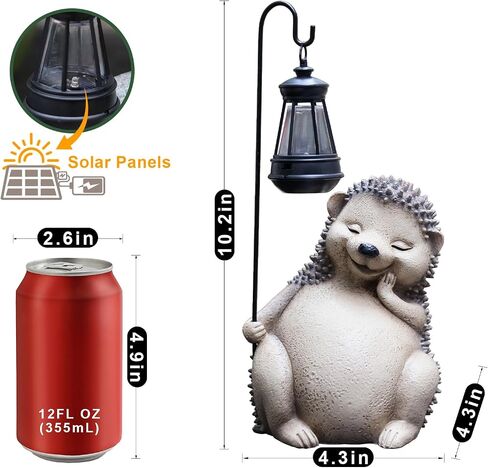 Hedgehog Statues for Garden,Solar Outdoor Cat Garden Sculptures,Garden Statues for Patio,Yard,Lawn,Gardening Gifts for Women and Mom in Saudi Arabia