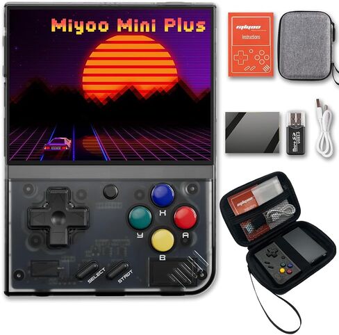 Miyoo Mini Plus OnionOS Handheld Game Console 3.5-inch 640*480 Screen 3000mAh Miyoo-Mini+ with Portable Case Retro Gray in Saudi Arabia